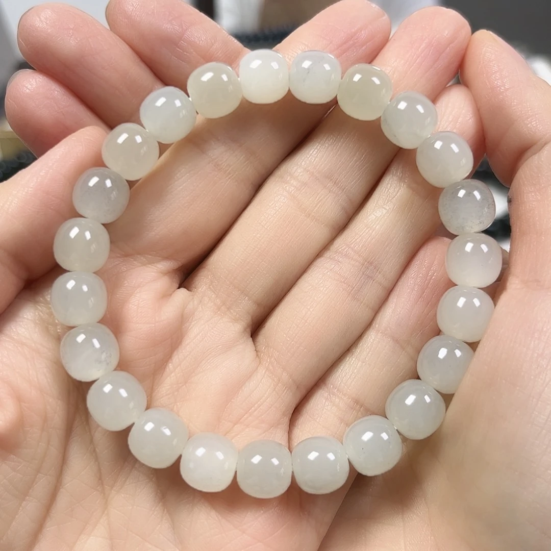 和田玉未镶嵌手串卡9老形珠珠宝级货头