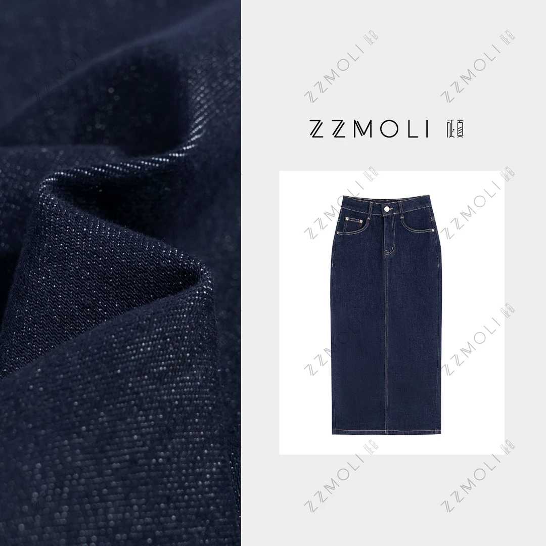 ZZMOLI洋气休闲后开叉牛仔半身裙女款裙子中长款直筒裙ZBQ93022