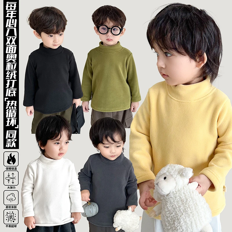 9月24【暖宝王】儿童必入半高领奥粒绒弹力加绒打底热循环同款