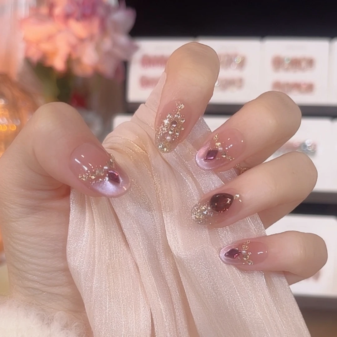 【紫宝石】纯手工穿戴甲紫色宝石美甲10片