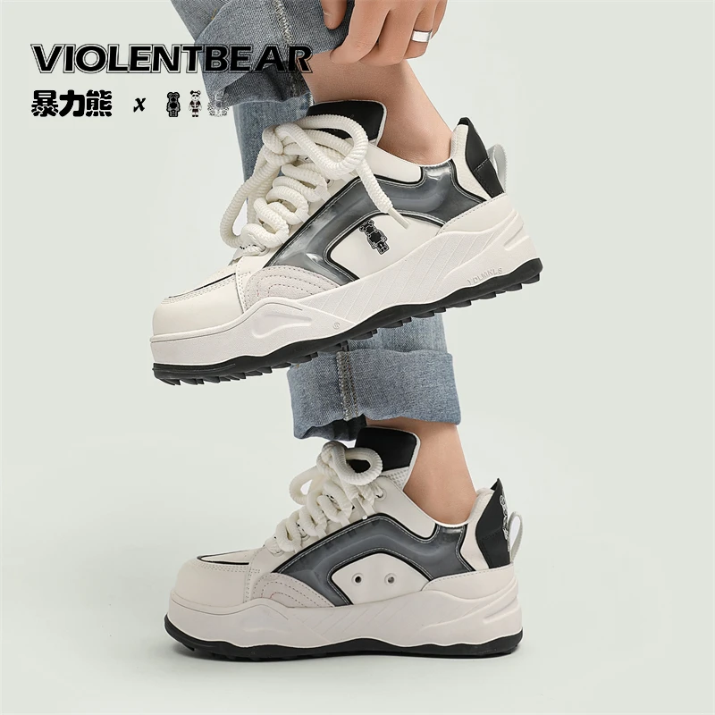 Violentbear/暴力熊情侣款时尚百搭ins板鞋女舒适厚底潮鞋356-8