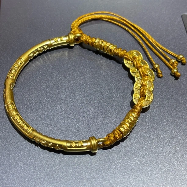 足金饰品 半镯五帝币盘缠手绳 C0218