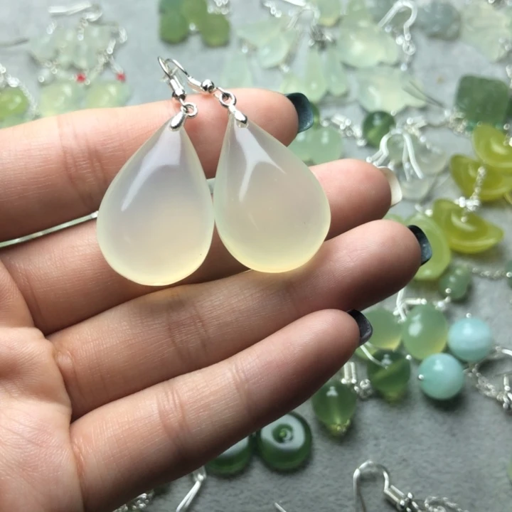 蛇纹石玉耳饰未镶嵌?****༻