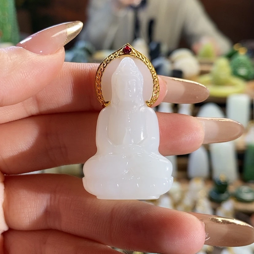 【闪购商品】和田玉吊坠18K金镶嵌