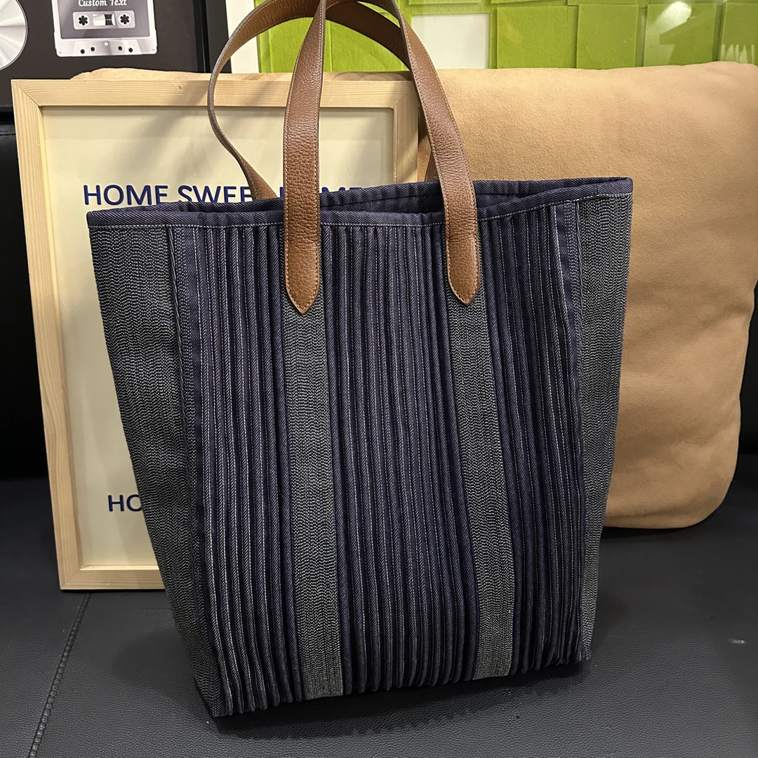 95新 Hermes/爱马仕 7 蓝色牛仔帆布拼皮单肩