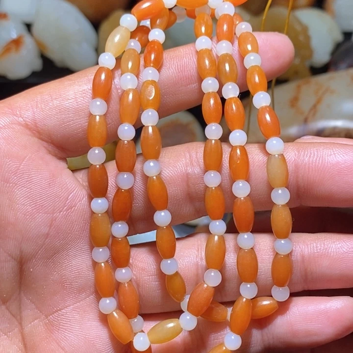 和田玉8-5米珠项链未镶嵌