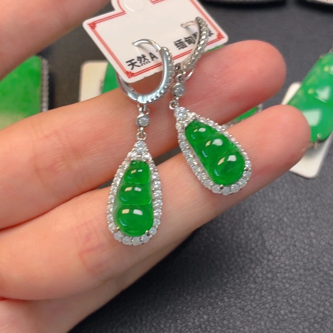 翡翠银S925镶嵌吊坠(不含链)耳坠