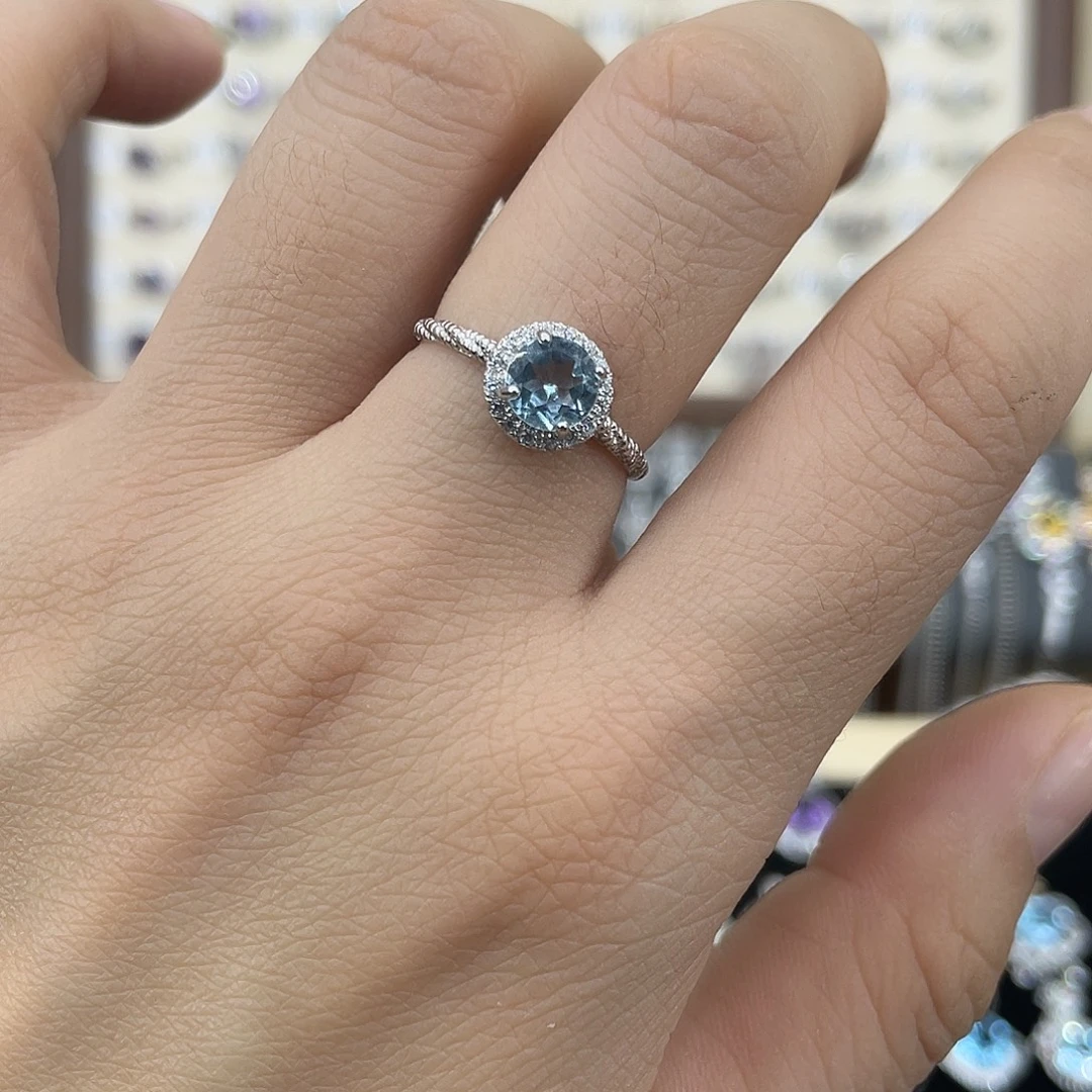 托帕石戒指银S925镶嵌