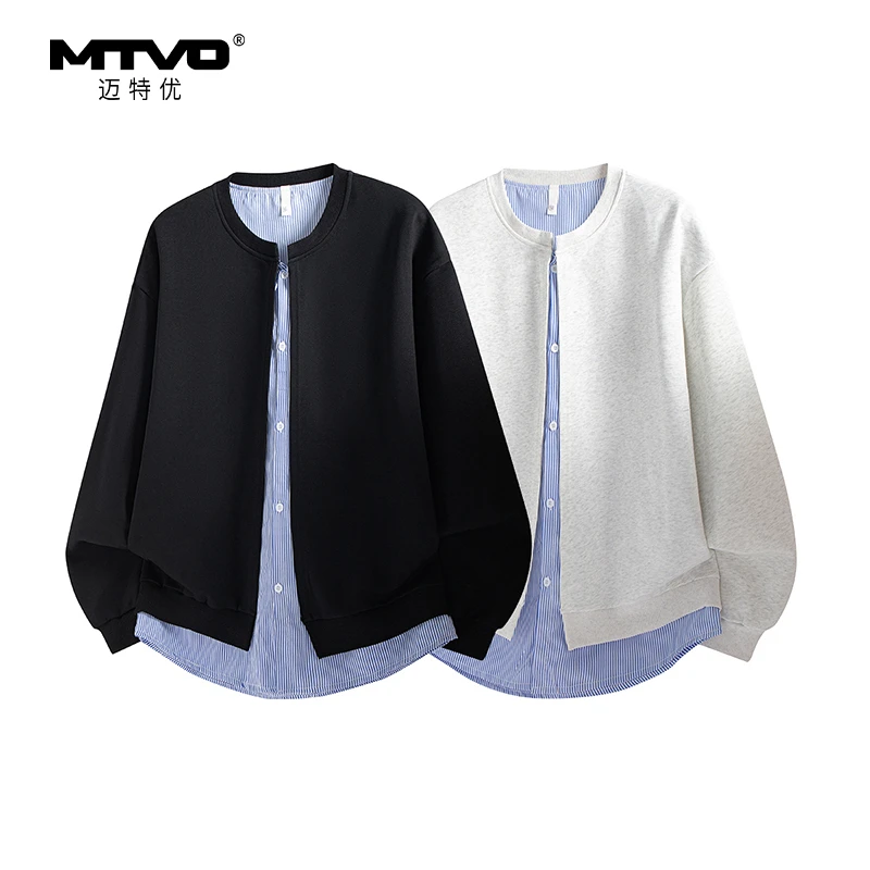 假两件开衫卫衣2025年新款秋季男生美式潮牌时尚百搭休闲开衫卫衣