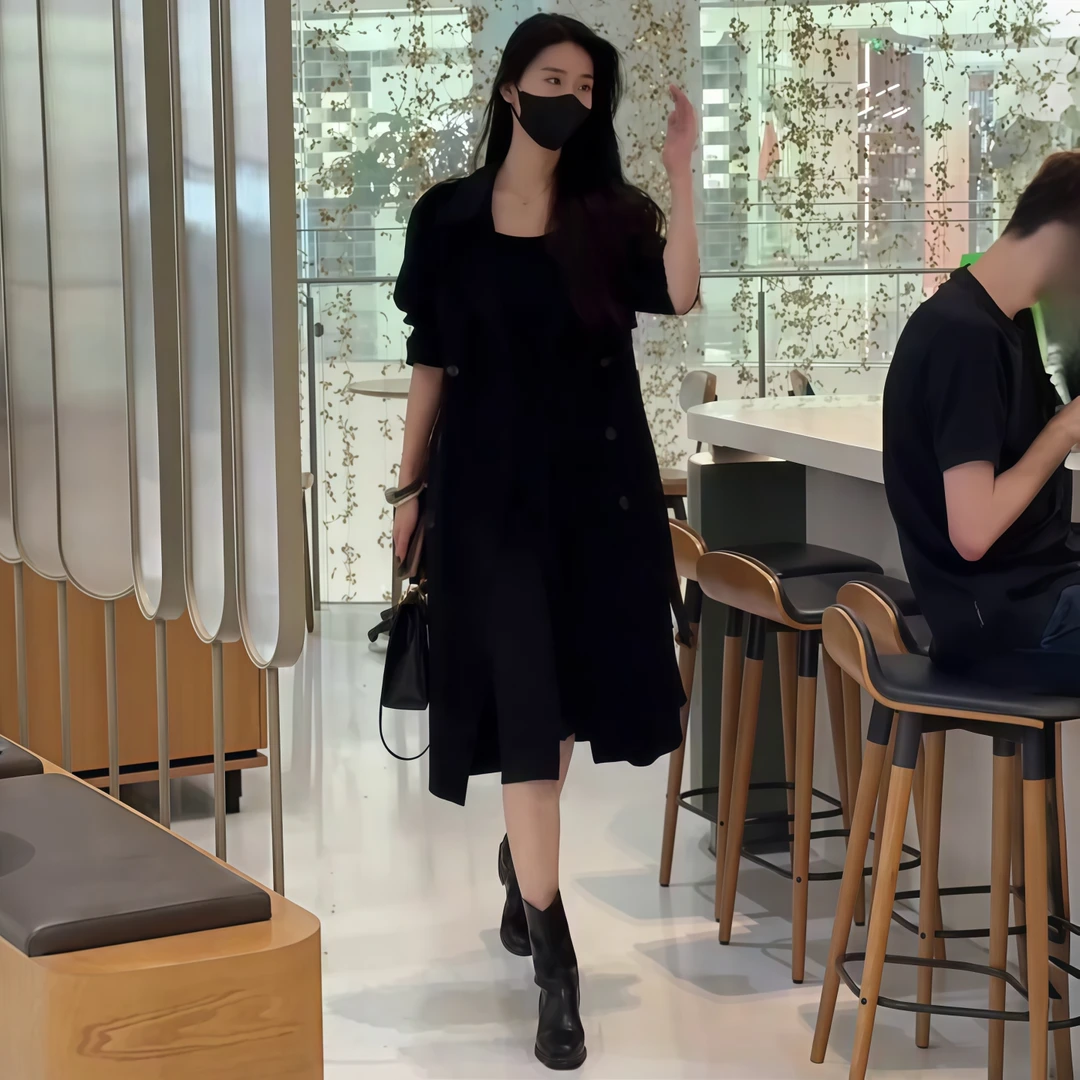 小个子风衣外套女中长款2025春秋新款韩版气质收腰系带黑色大衣