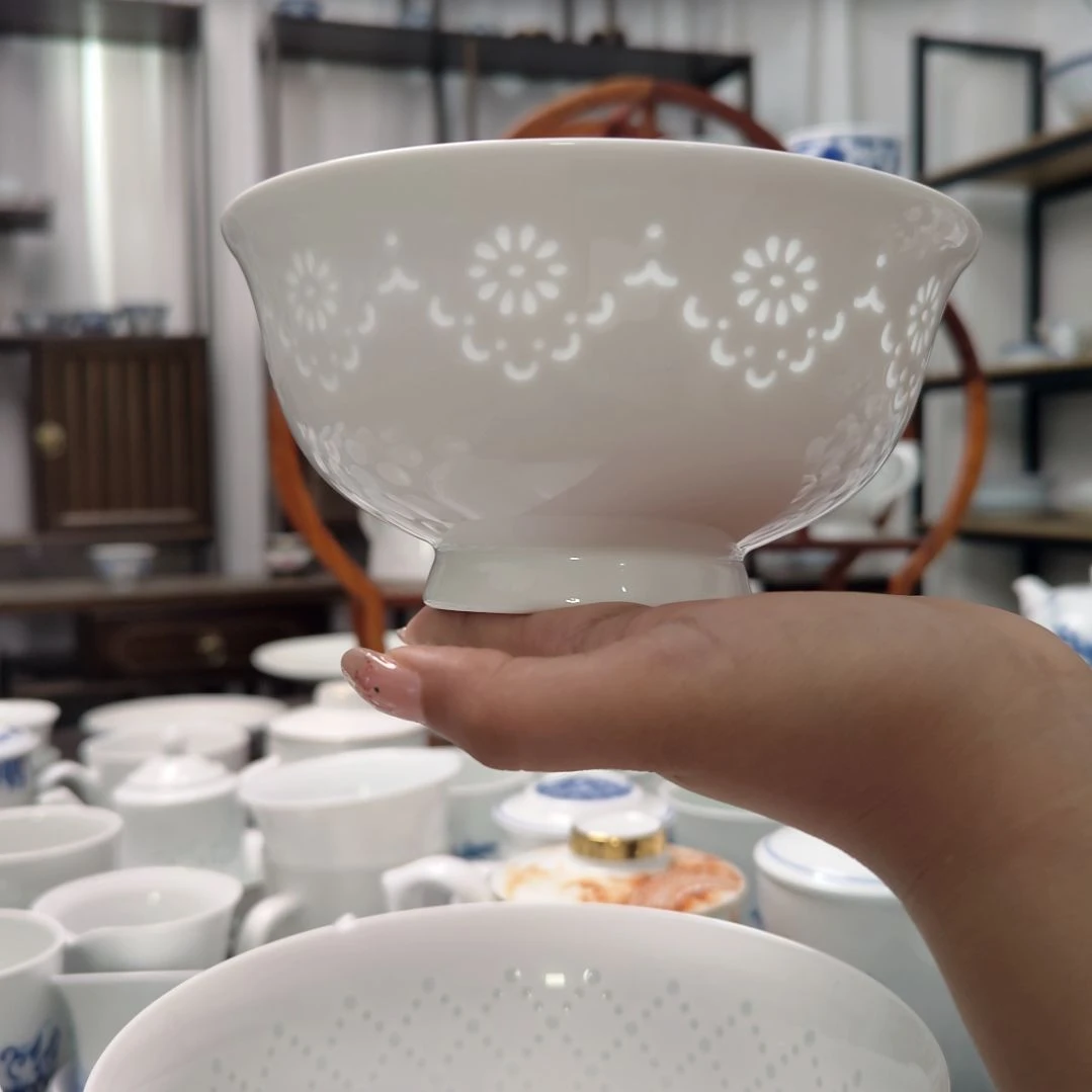 瓷幽梦6寸高脚面碗两只装