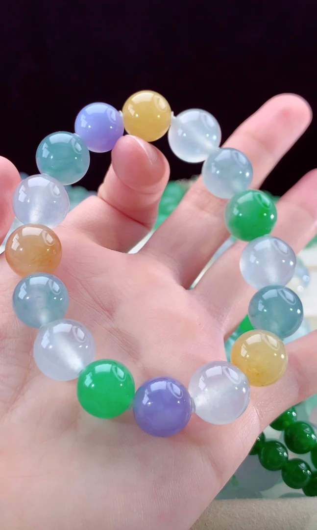 浓彩多宝翡翠手串冰透