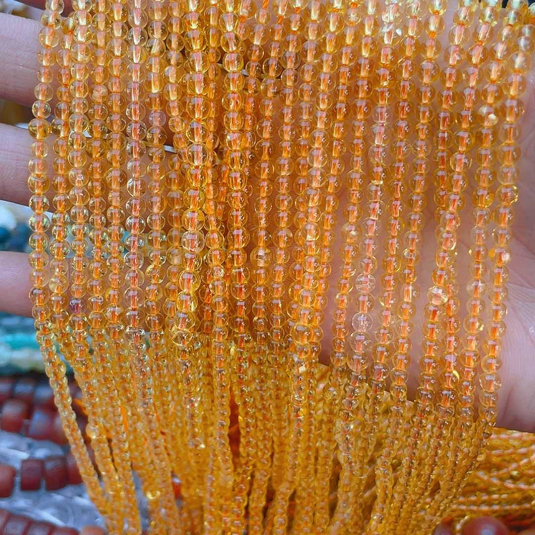 玛瑙/玉髓珠宝半成品未镶嵌黄水晶1条卡4-5有瑕