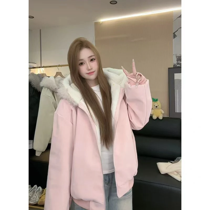 冬装新款PU皮座山雕棉服男女同款加厚加绒大理石情侣装保暖棉衣