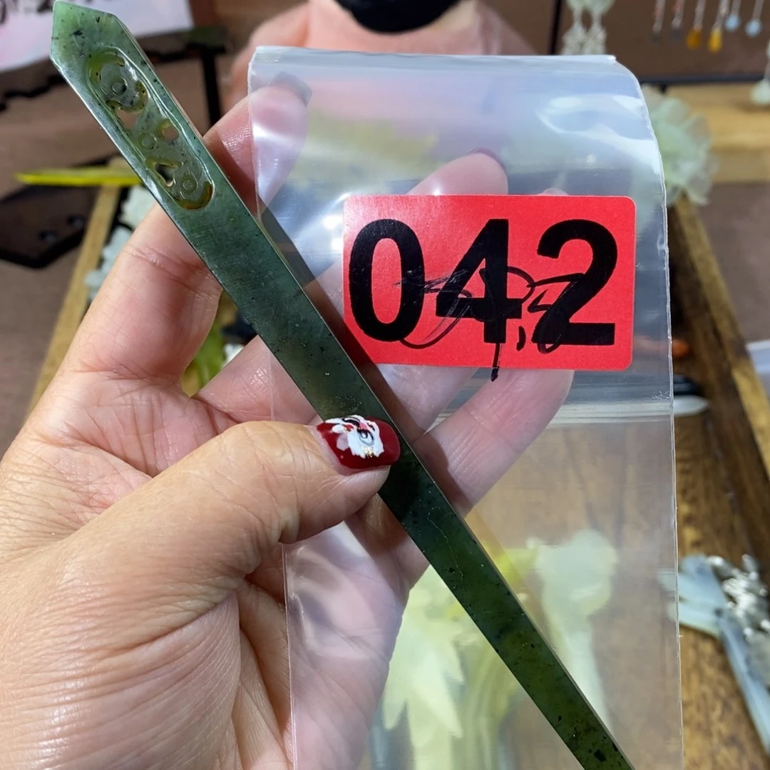 蛇纹石玉玉簪合金妘*