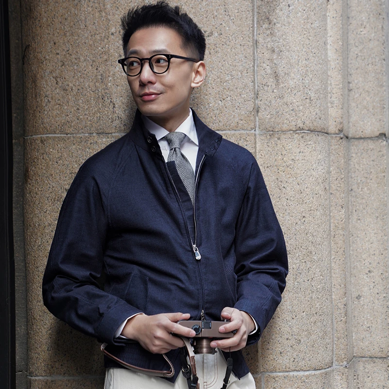 CM那不勒斯皇后墨蓝变色棉毛混纺G9大挂面哈灵顿夹克107