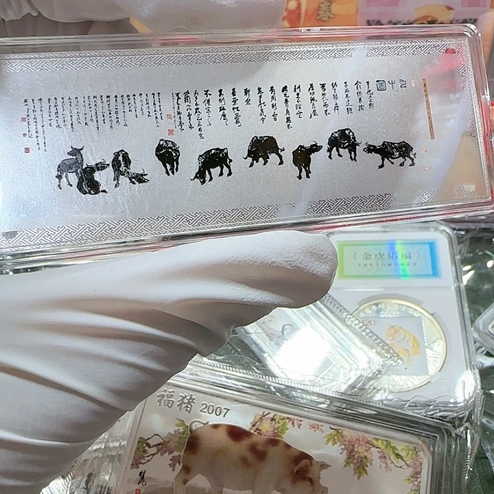 其他普通金属九牛图银纪念章一枚21克