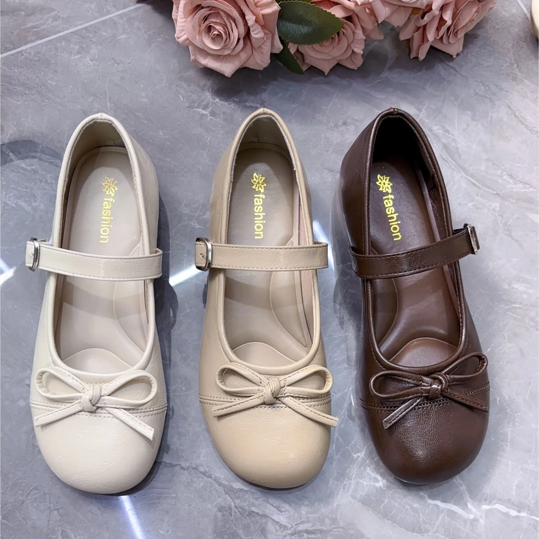 YYCORAL/宇逸瑚浅口圆头粗跟单鞋丁字扣玛丽珍鞋舒适软底低跟女鞋