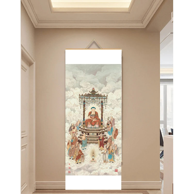 [176如来十八罗汉]60x120cm现代简约挂轴装饰画办公室家居装饰画