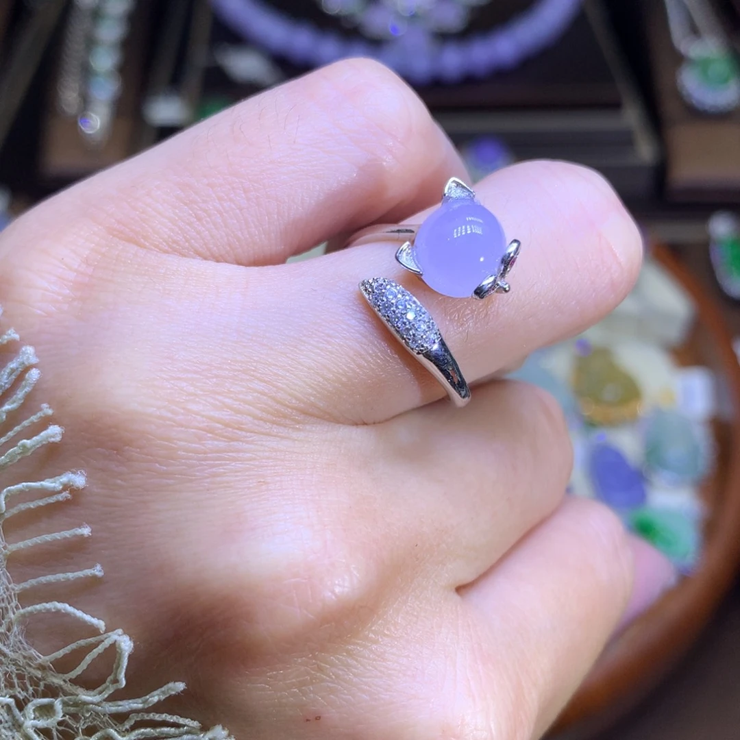 翡翠戒指银S925镶嵌翡翠