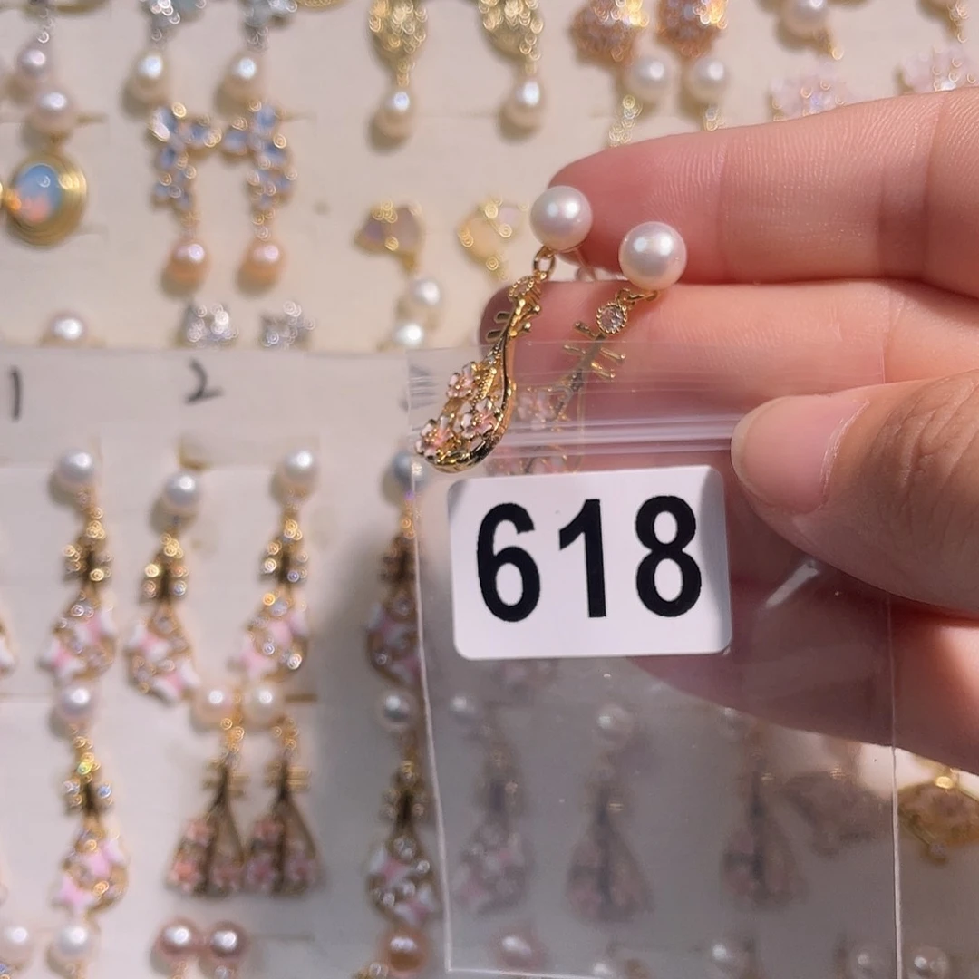 合金淡水珍珠耳饰