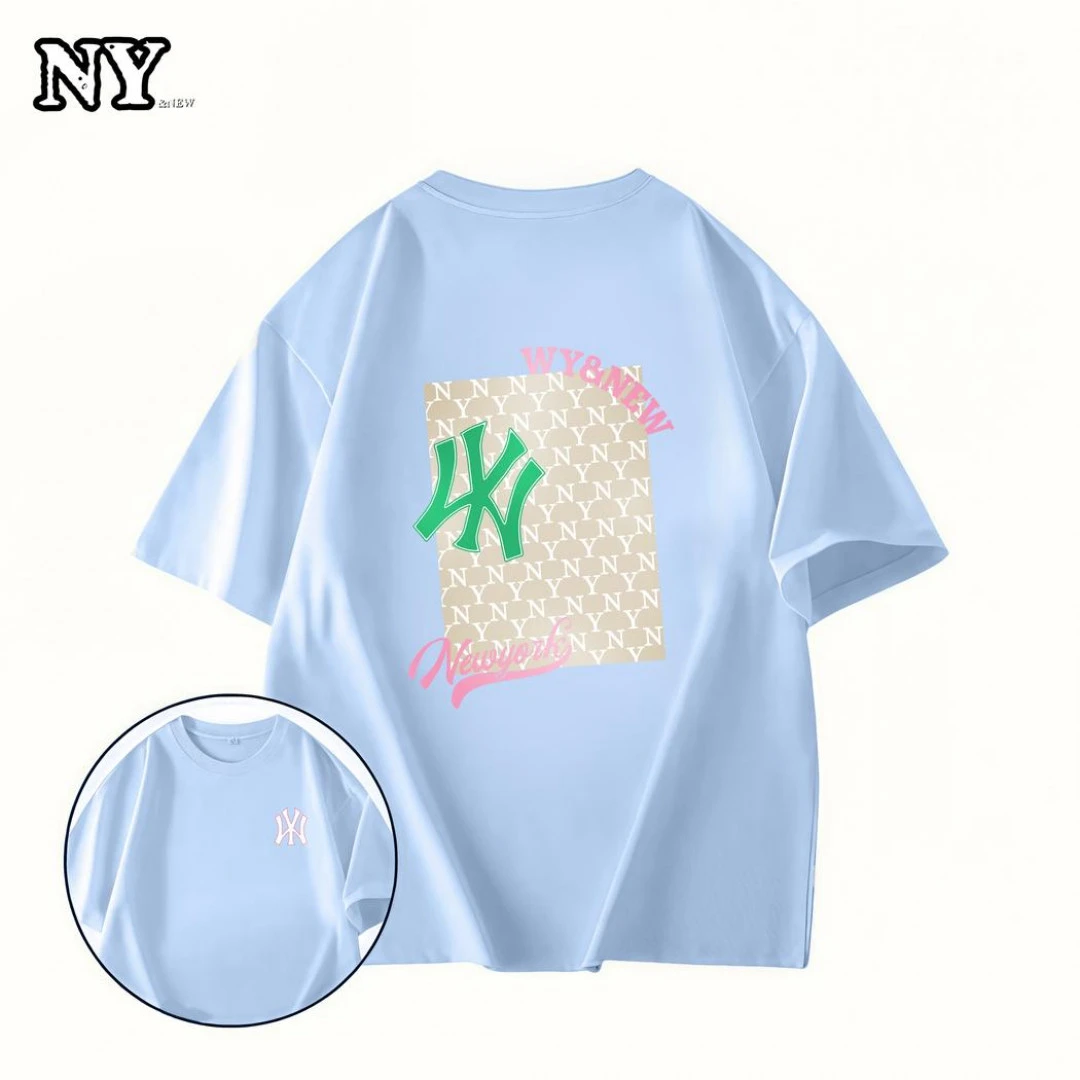 NY/NEW2025夏季新款纯棉短袖美式潮流印花男女同款情侣T恤