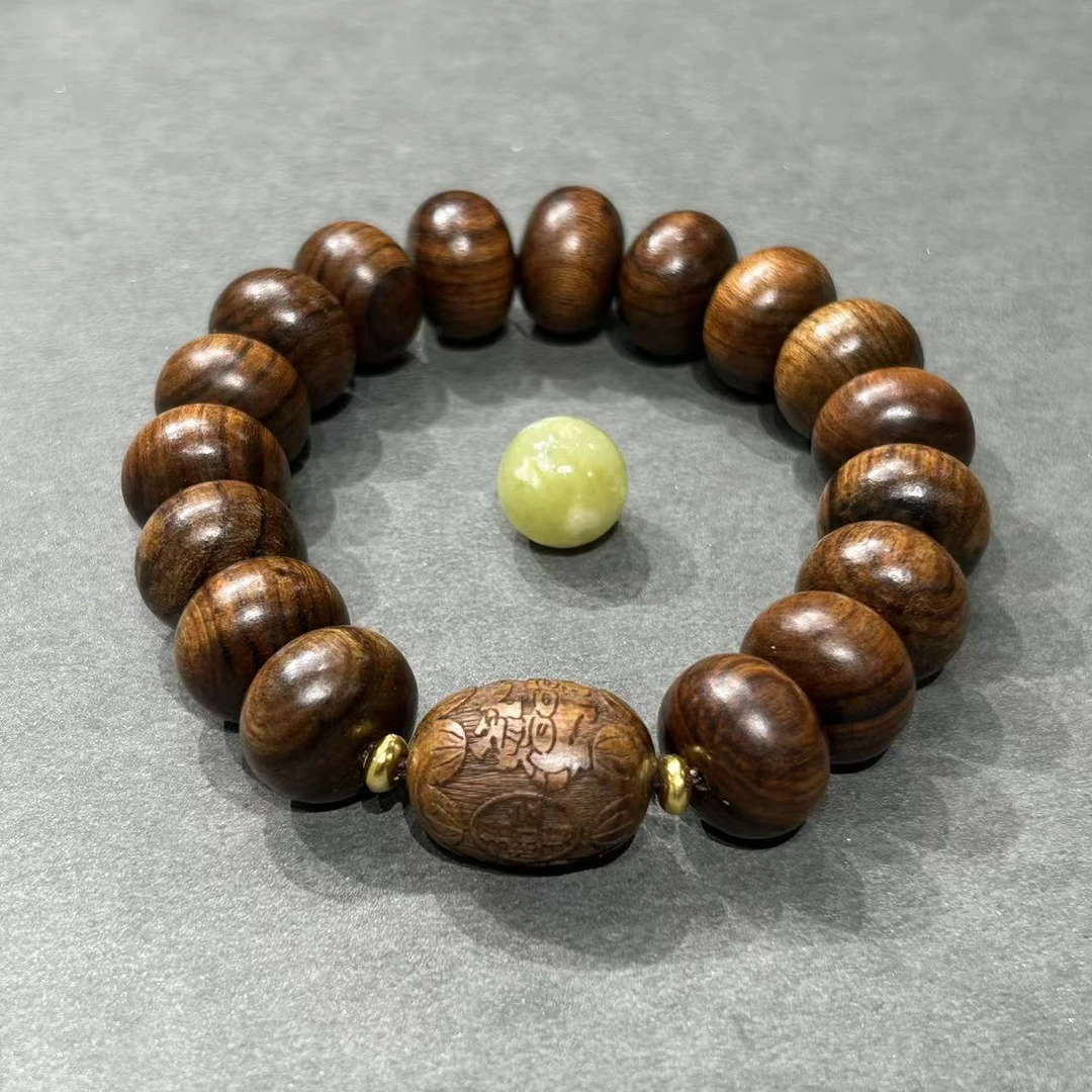 匪石OFTHEHEART专属 岫玉款招财进宝手链花梨14mm