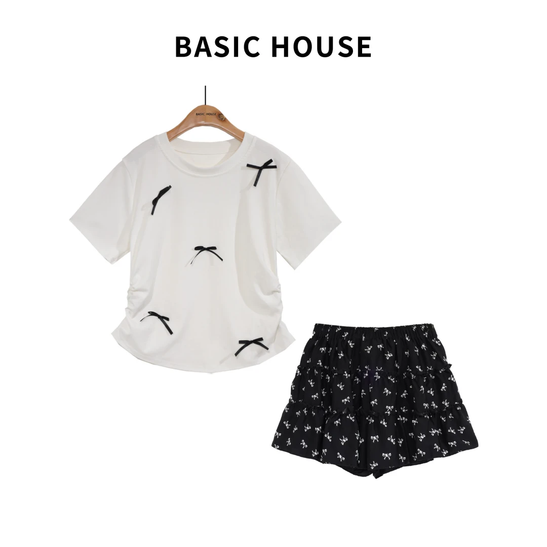 Basic House/百家好春夏潮流运动短袖印花半裙套装B1385B5HK72