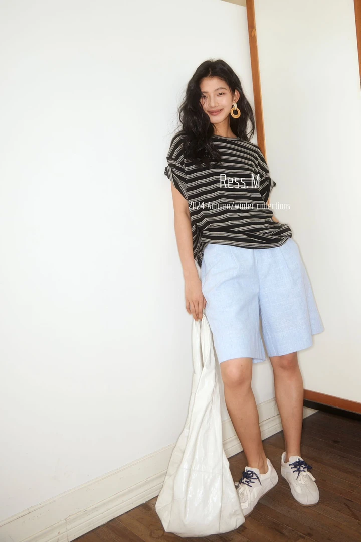 福秒-亚麻五分裤！后松紧宽松百搭短裤（RM03076#）Ress.M