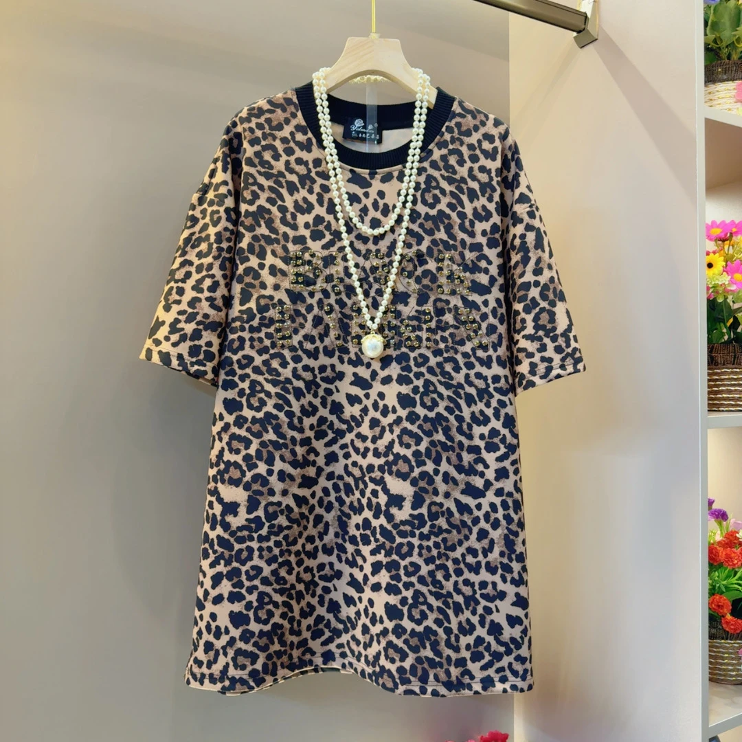 欧洲站重工网红爆款超火大版T恤衣长80左右时尚复古