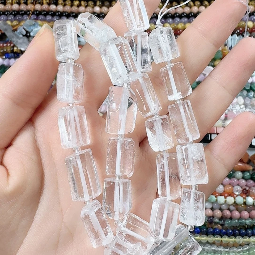 玛瑙/玉髓合金珠宝半成品白水晶柱子一条