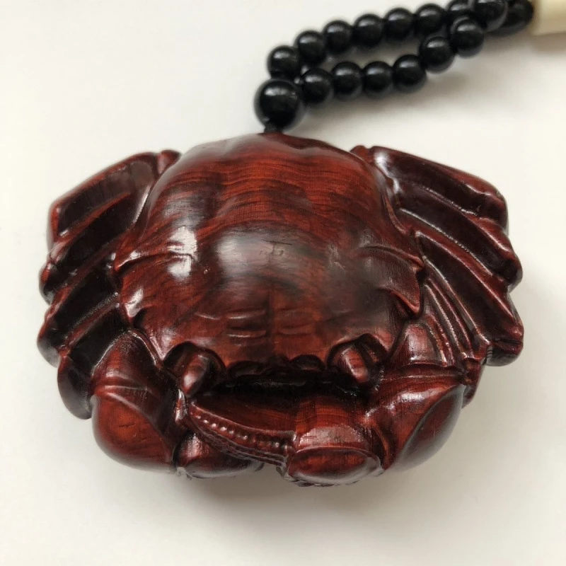 非洲小叶紫檀螃蟹手把件挂件摆件紫檀木摆件八方来财随身文玩挂件