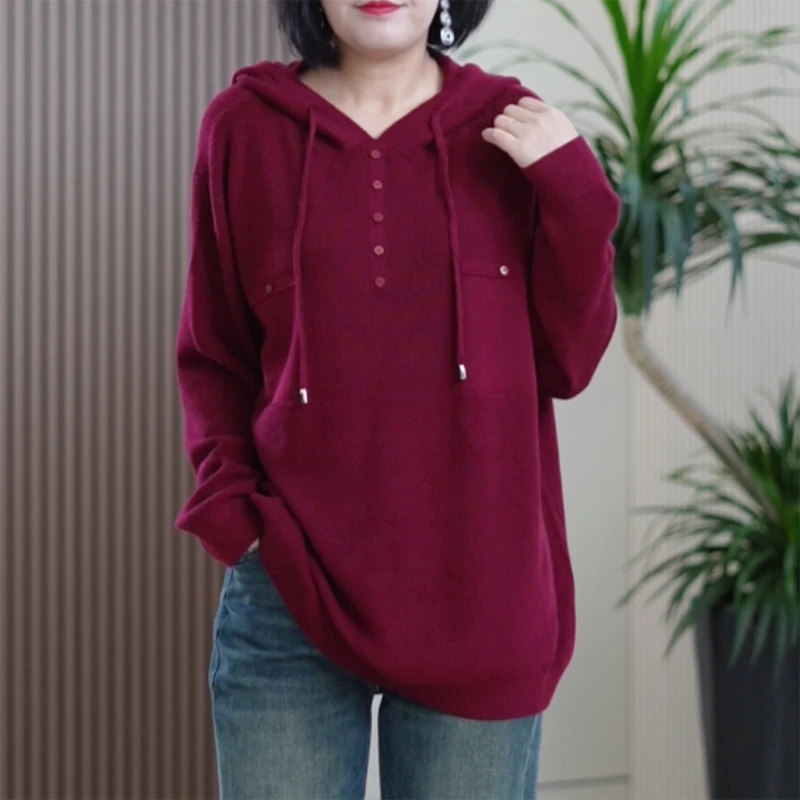 绵羊毛针织衫女大码弹力保暖抗静电亲肤百搭中长T恤卫衣秋季上衣