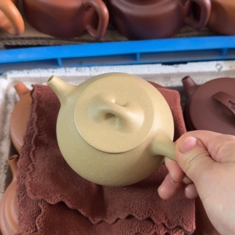 紫砂茶壶梨皮本绿220cc