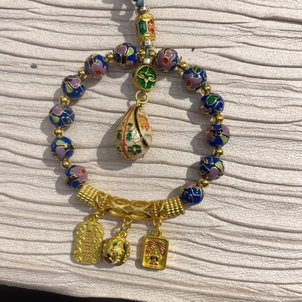 13696 蓝色景泰蓝平安 车挂件