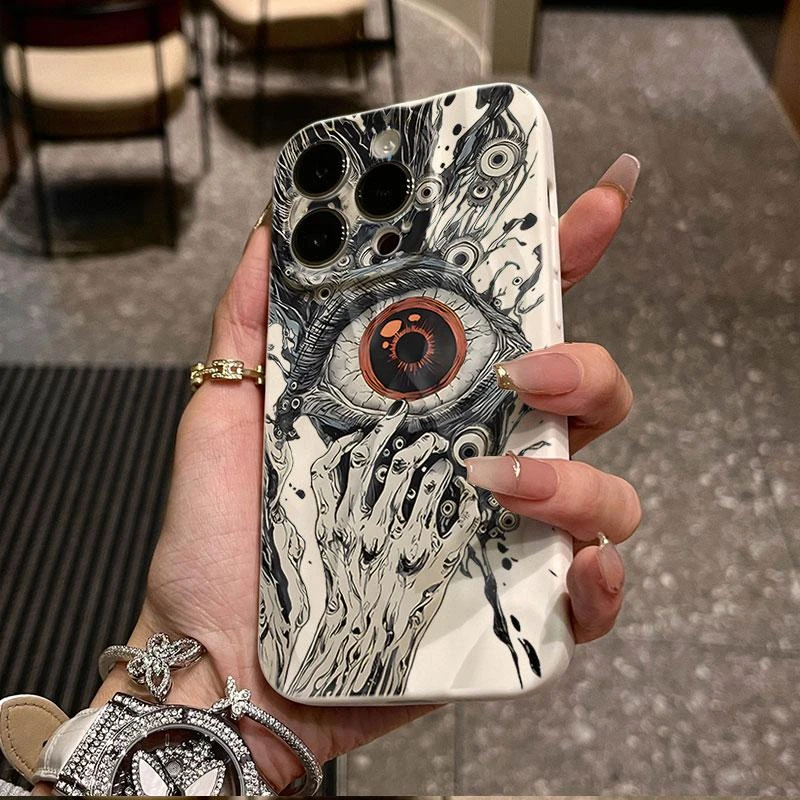 克苏鲁眼球适用iphone16/15promax褶皱苹果14pro手机壳13/12/11套