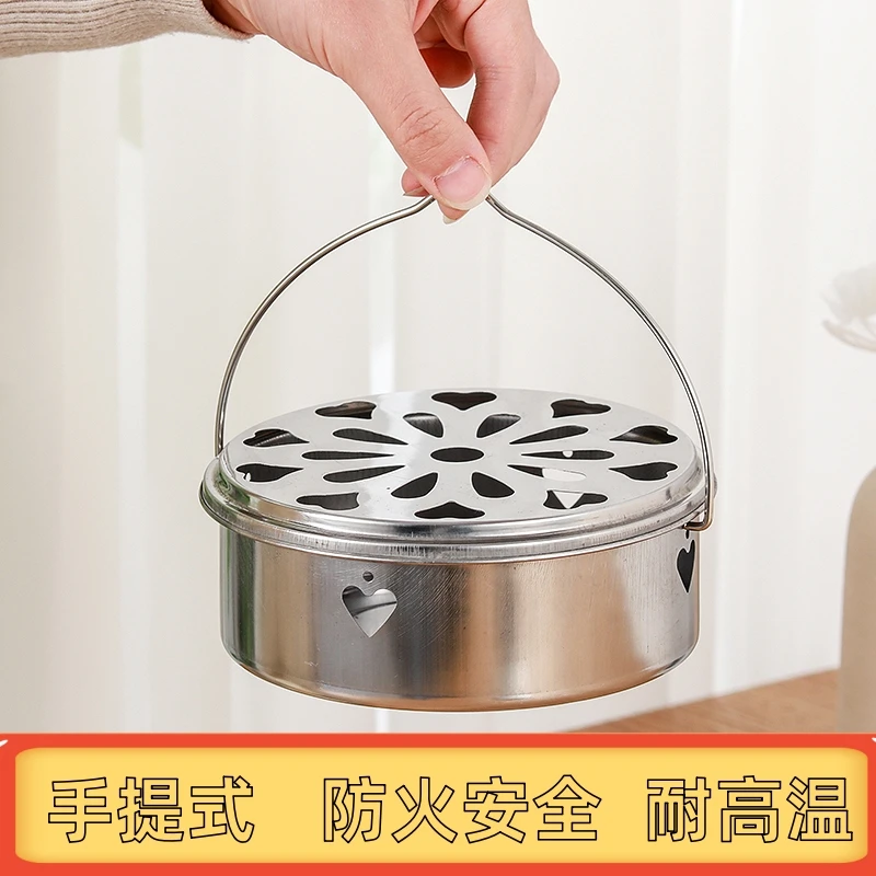 创意蚊香盒家用檀香托盘安全带盖可手提防火接灰盒蚊香支架子户外