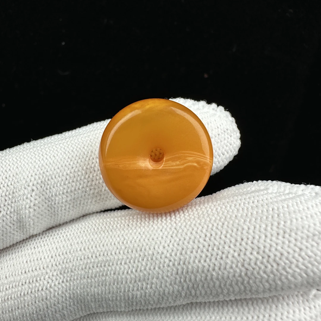 R3596天然俄料老蜜蜡平安扣21x7mm 2.1克 一物一图 支持鉴定