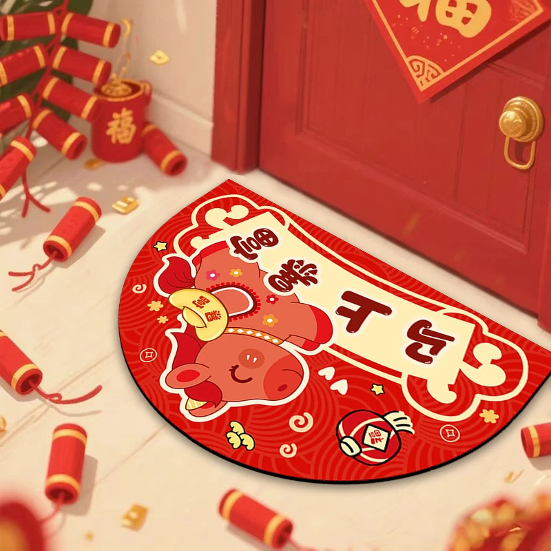 2026中国风马年喜庆硅藻泥地垫门口卫生间浴室耐磨防滑吸水脚垫