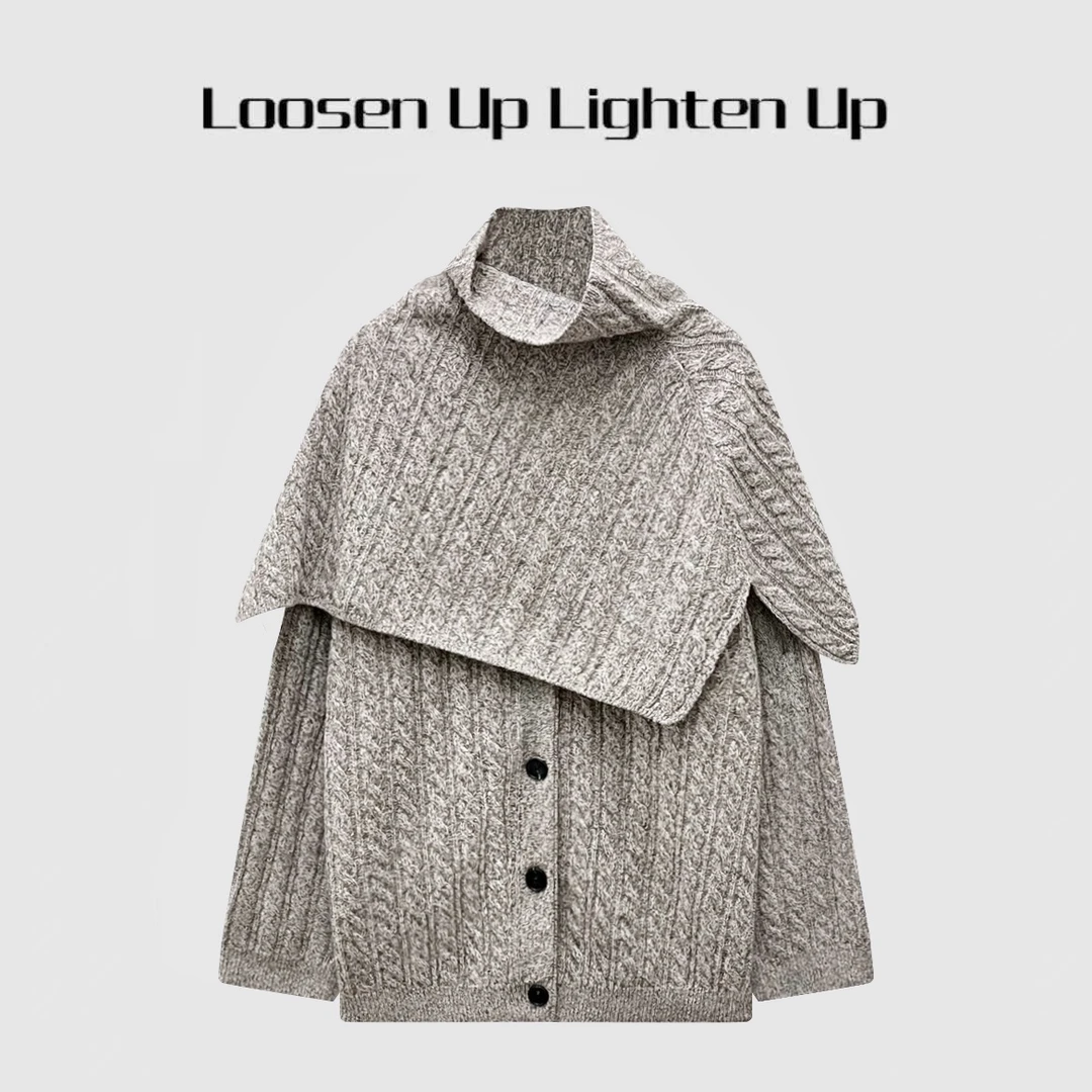 Loosen Up【长期经典主义】定制花纱全羊毛老钱风绞花针织毛衣披肩