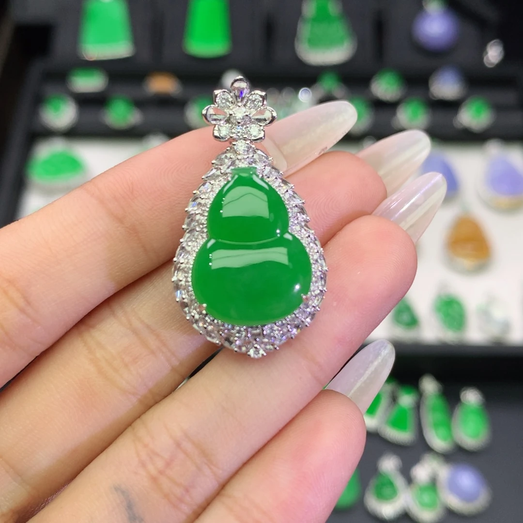 翡翠18K金镶嵌吊坠(不含链)收到货48小时鉴赏期