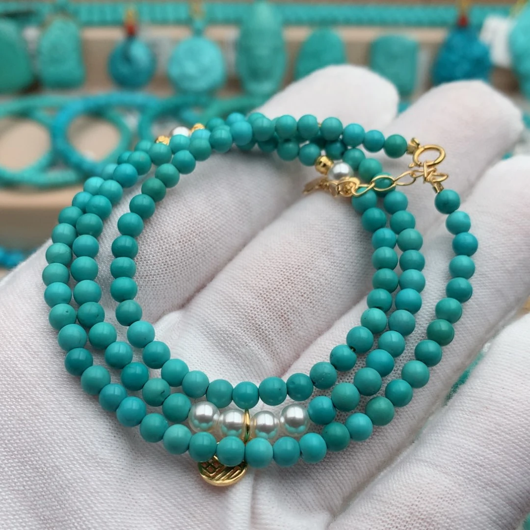 绿松石未镶嵌珠宝奇石3.8mm