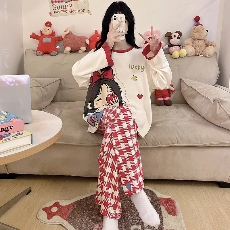儿童睡衣女孩春秋2025新款女童初中生纯棉家居服大童秋季长袖套装