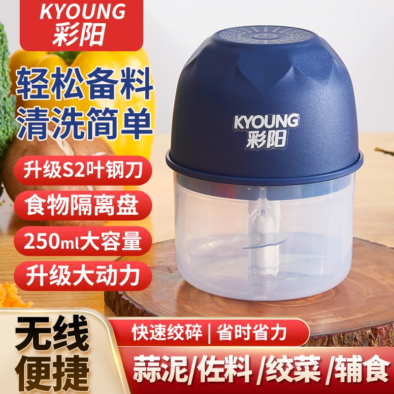 KYOUNG/彩阳电动充电料理机250ML搅蒜绞蒜多功能神器无线家用户外