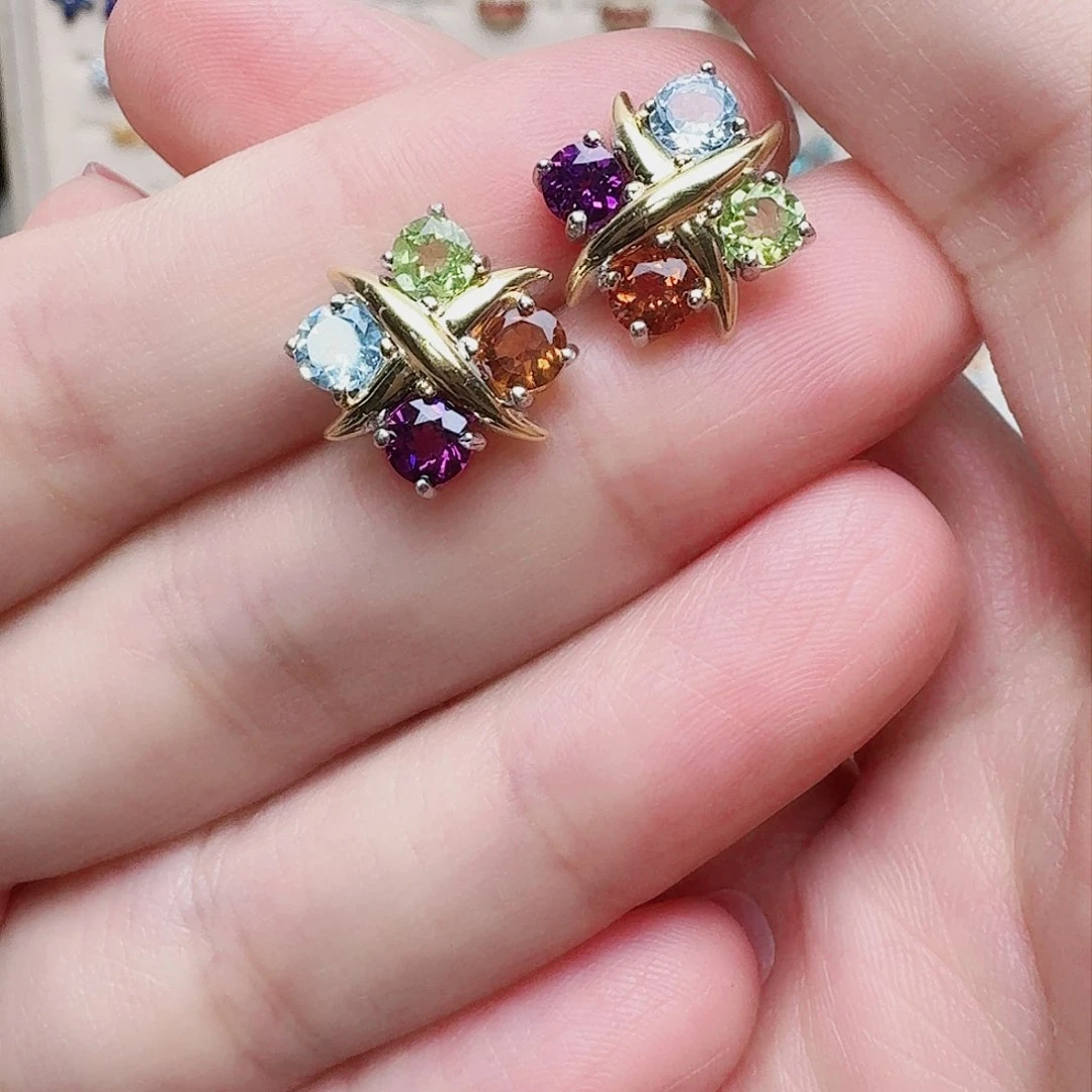 水晶耳饰银S925镶嵌耳钉902