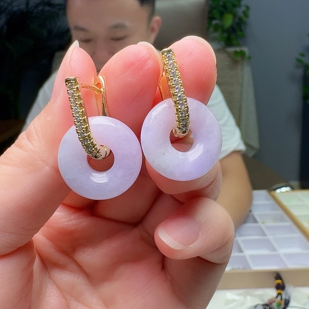 银S925镶嵌翡翠耳饰天然