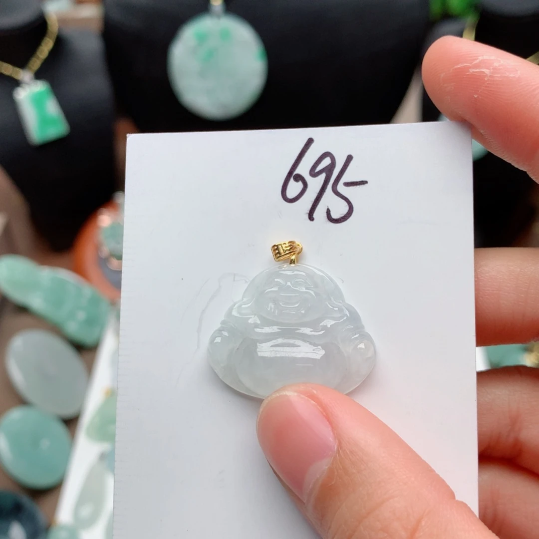 翡翠颈饰银S925镀金镶嵌吊坠