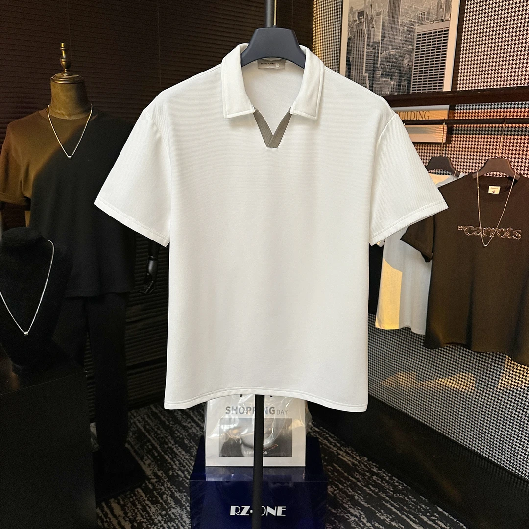 【XGORAD】夏季重磅冰感V领设计撞色纹理感简约潮流百搭翻领POLO衫