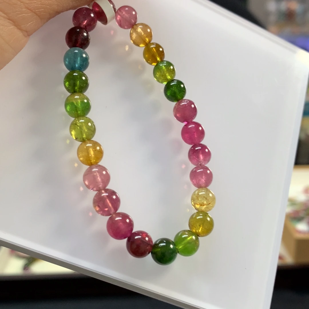 碧玺手链未镶嵌多样性发其一条7:3左右