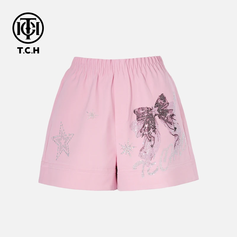 TCH烫钻工艺新时尚淑女百搭新潮流短裤女T75B21E5146轻奢tch